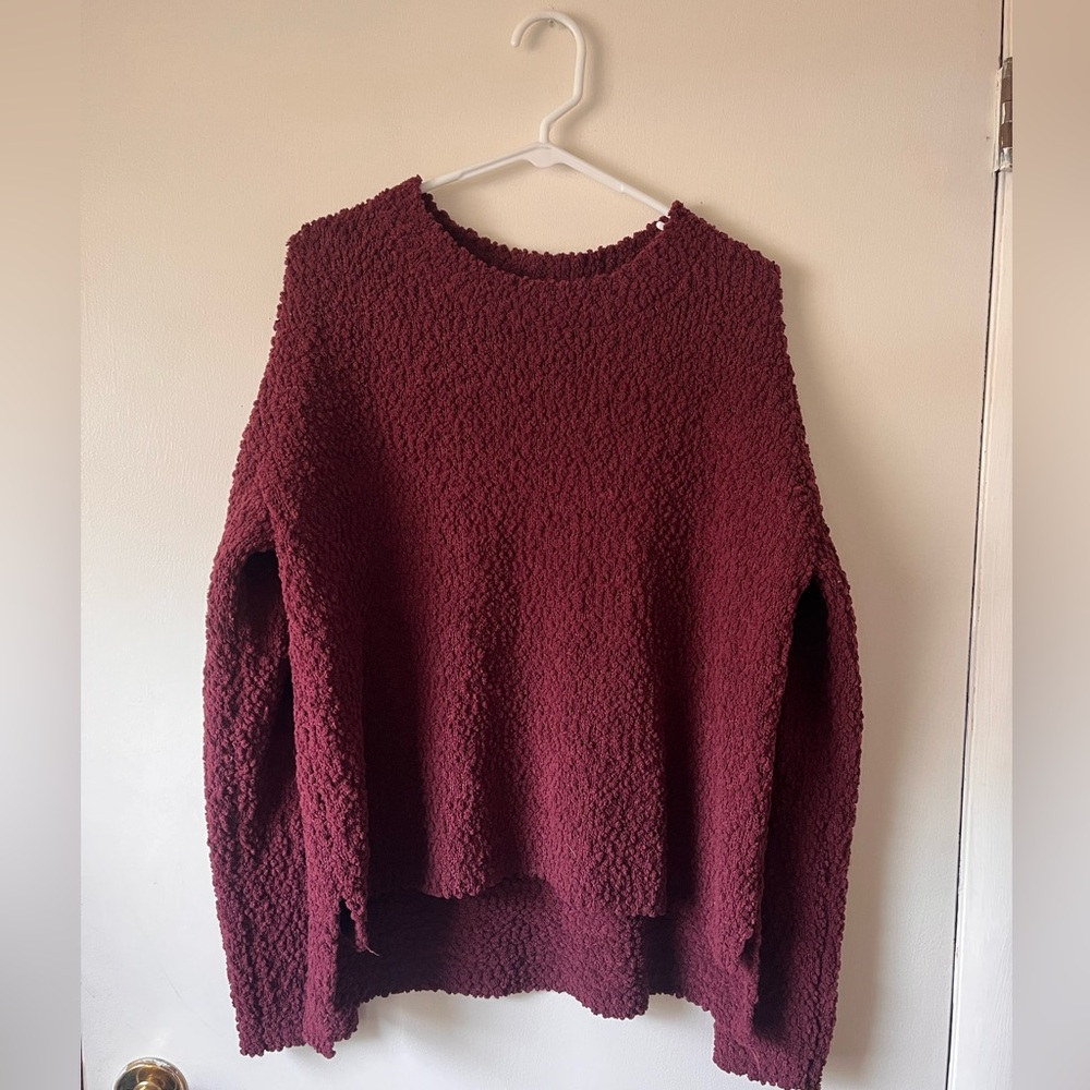 Bobeau Women's Textured Knit Maroon Pullover Sweater
Size XL